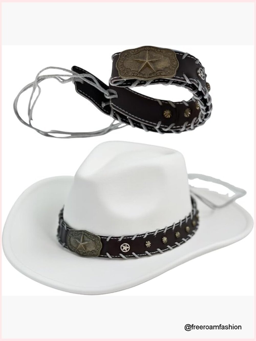 Hat Bands for Cowboy Cowgirl Western Accessories Leather Style Hat Belt Band